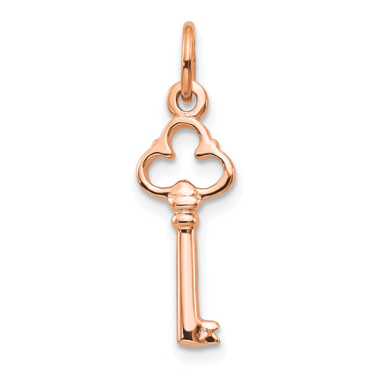 10K Rose Gold Solid Key Charm