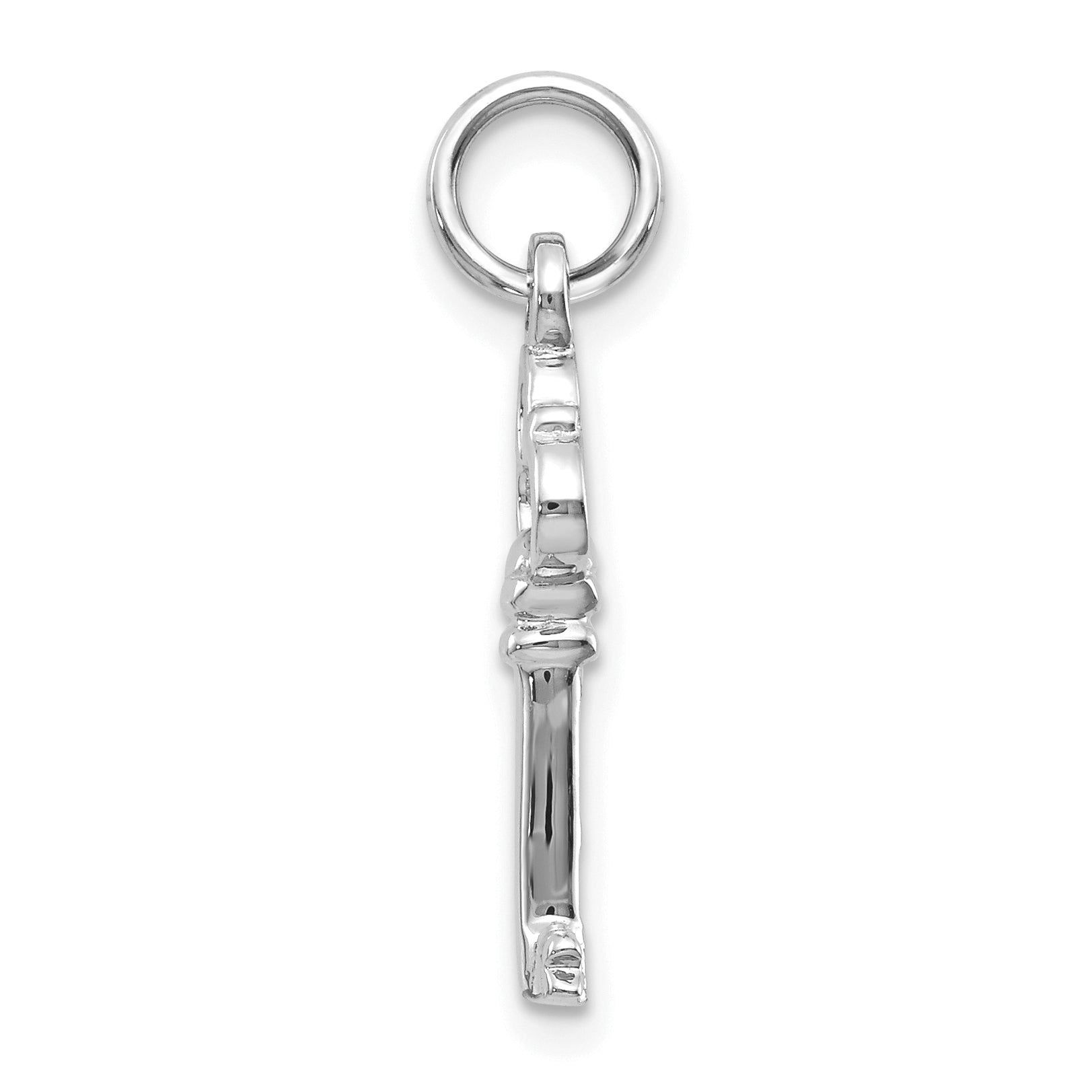 10K White Gold Solid Key Charm