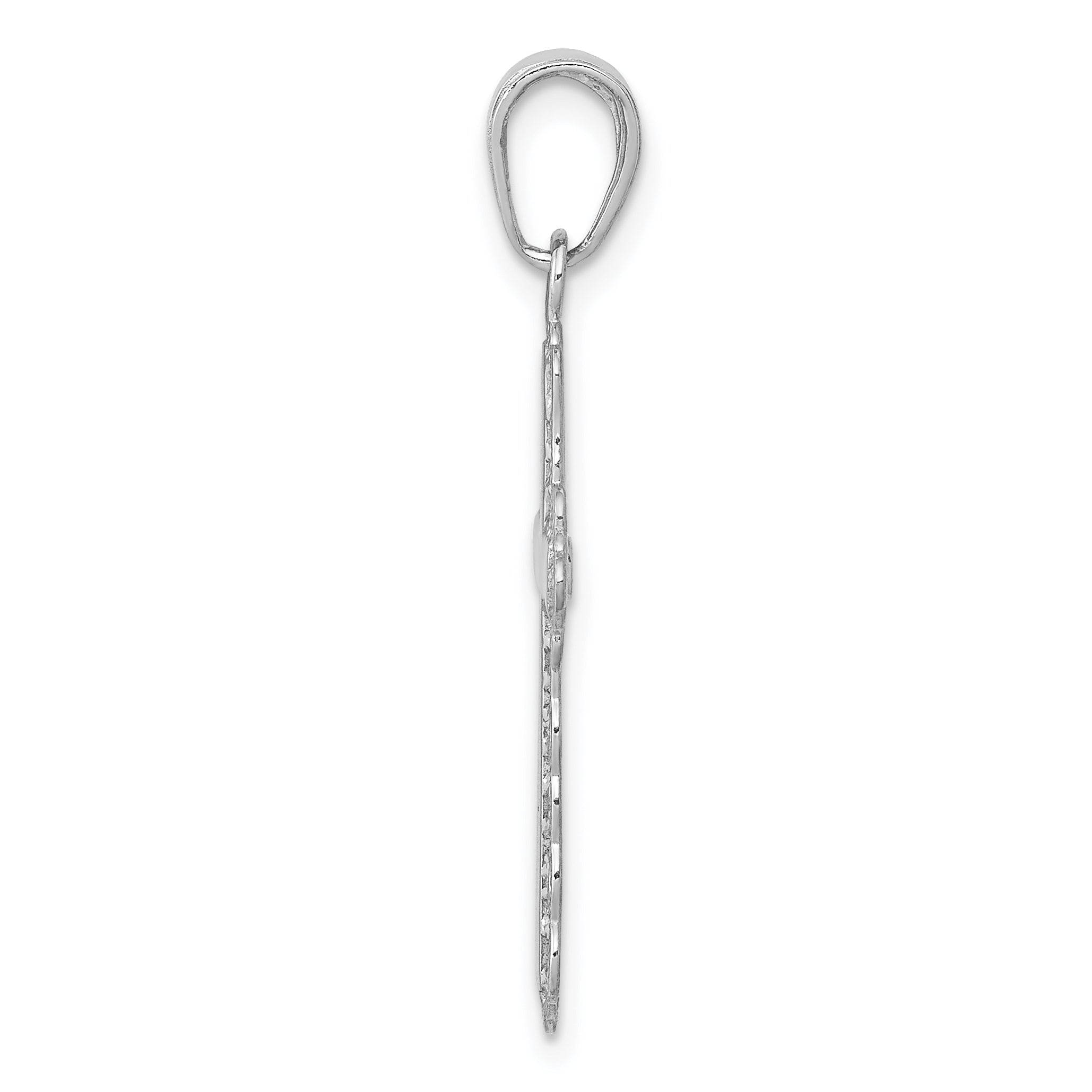 10K White Gold Lace Trim Cross Pendant