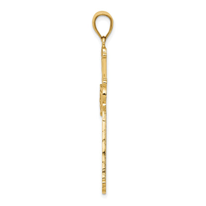 10K Yellow Gold 10K Diamond-Cut Cross Pendant