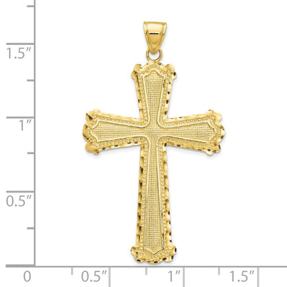 10K Yellow Gold 10K Diamond-Cut Cross Pendant