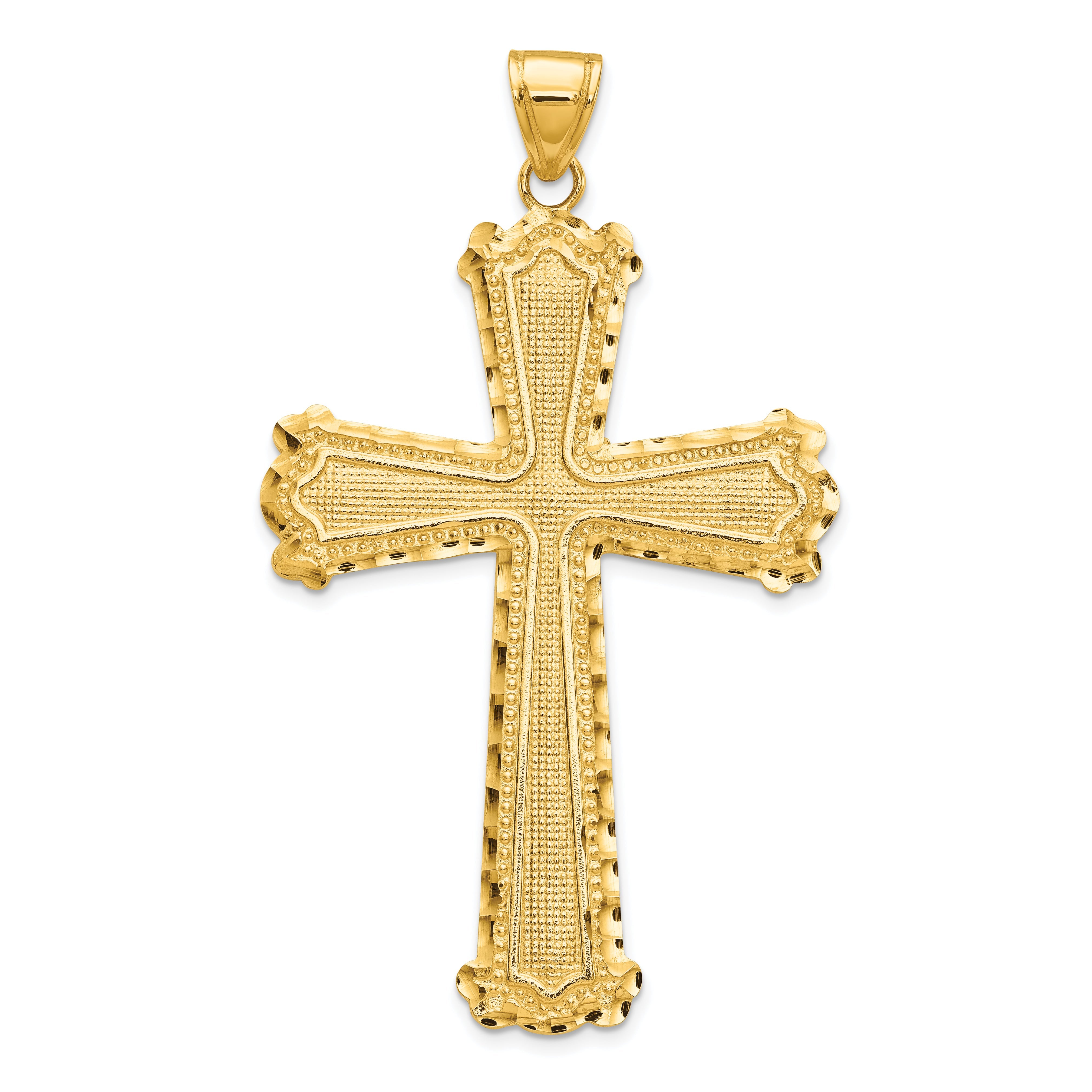 10K Yellow Gold 10K Diamond-Cut Cross Pendant