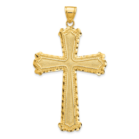 10K Yellow Gold 10K Diamond-Cut Cross Pendant