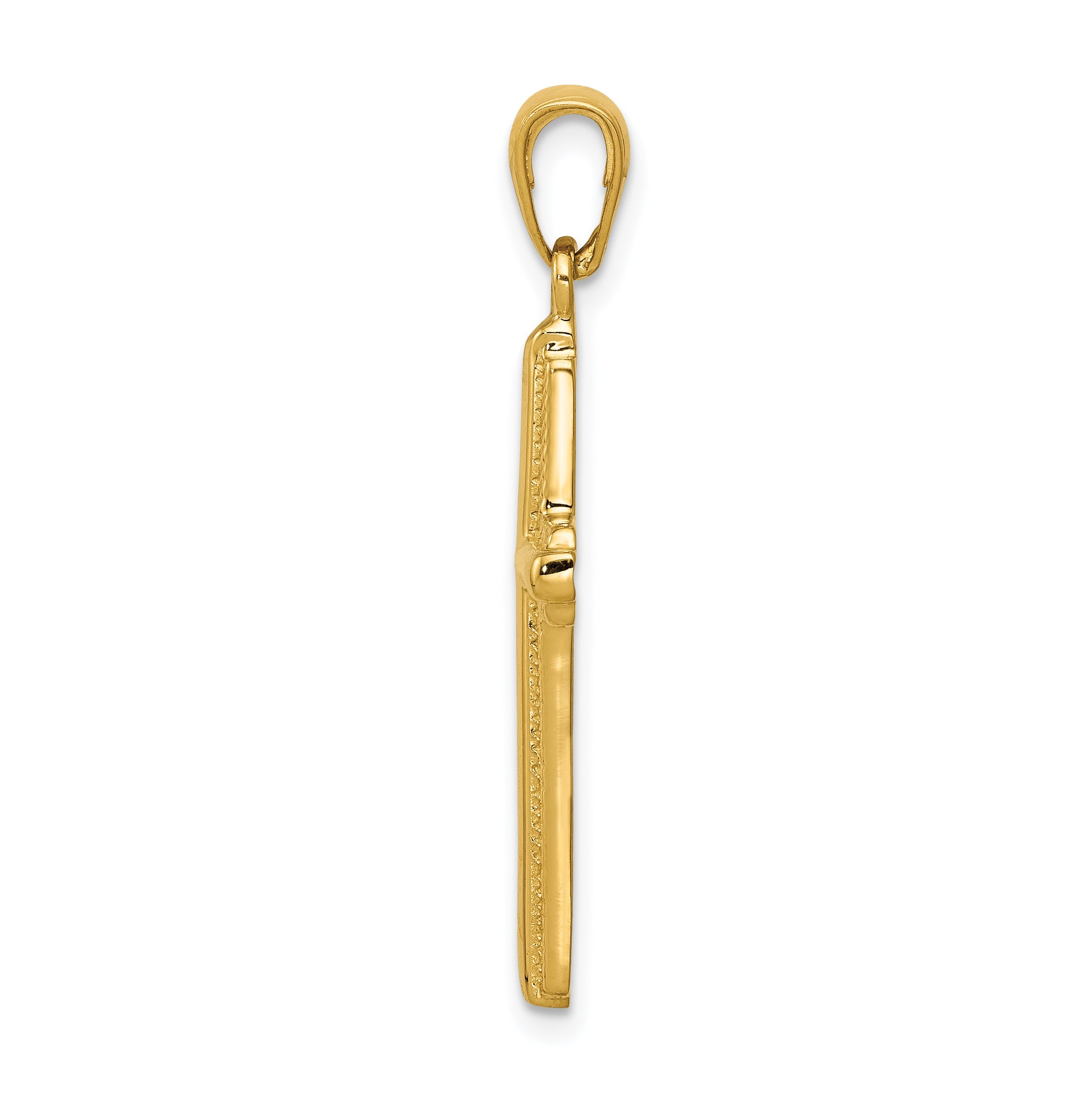 10K Yellow Gold 10K Cross With Striped Border Pendant