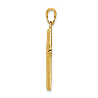10K Yellow Gold 10K Cross With Striped Border Pendant