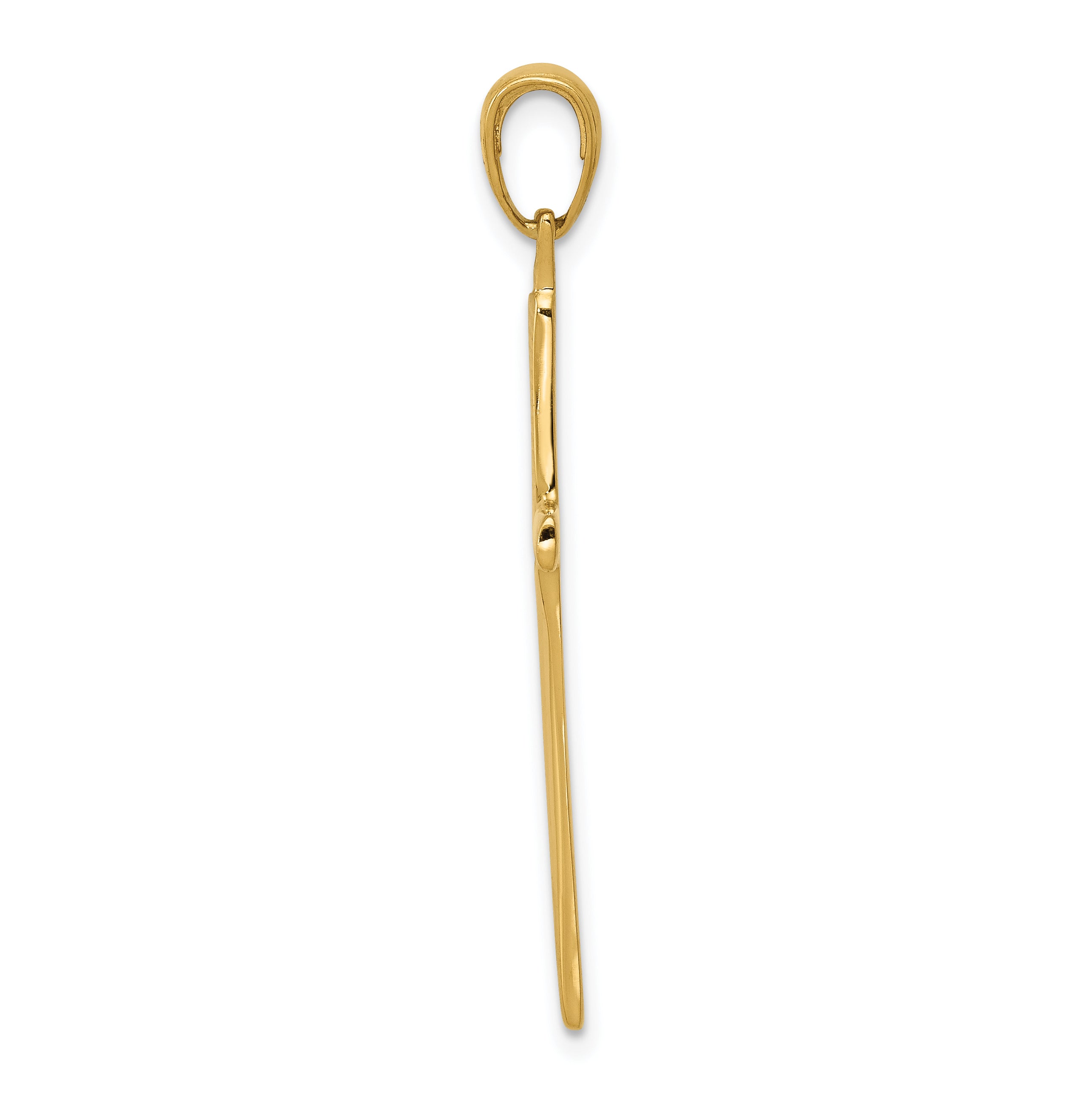 10K Yellow Gold 10K Polished Finish Accent Stick Cross Pendant