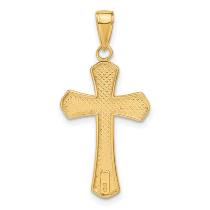 10K Yellow Gold 10K Diamond-Cut Beveled Edges Cross Pendant