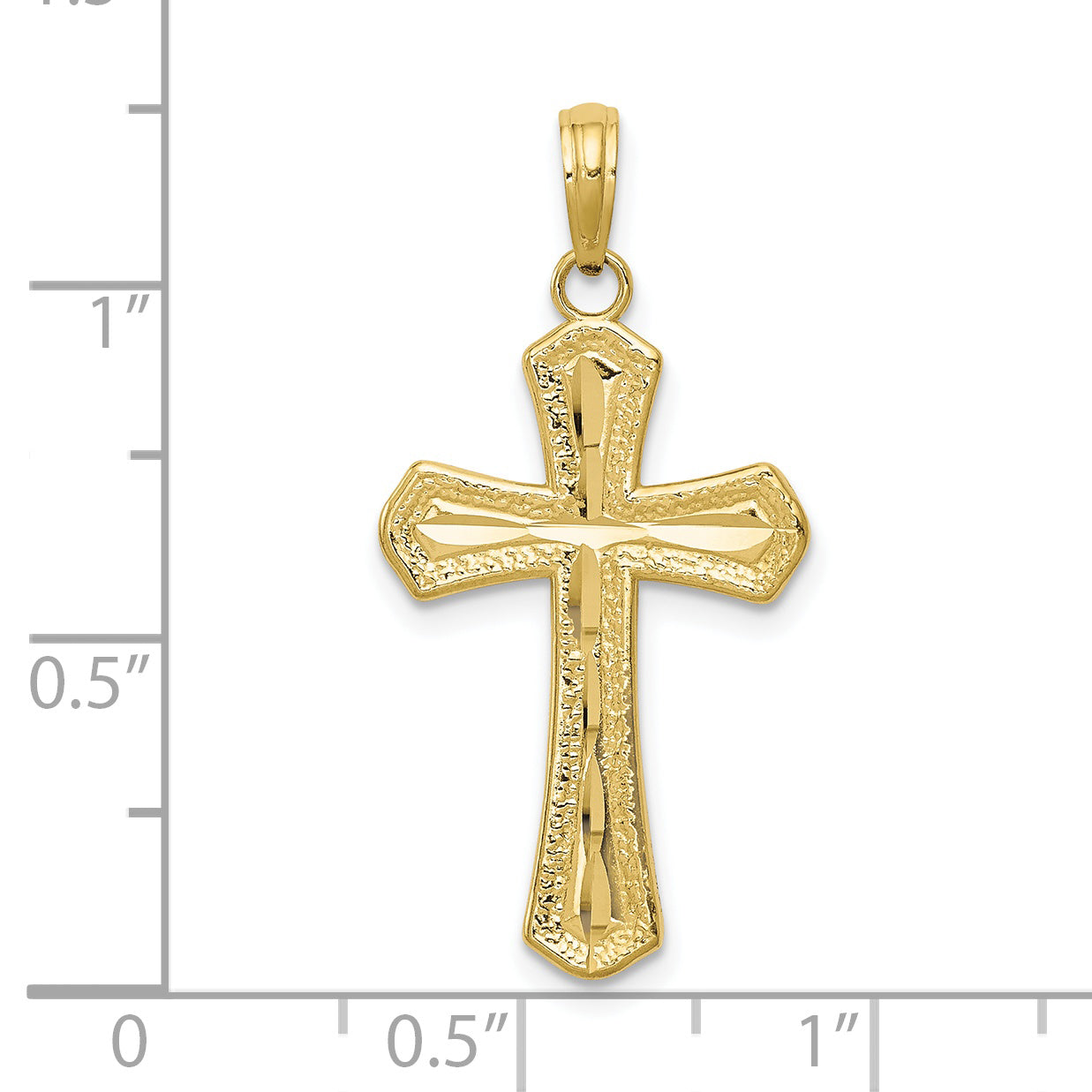 10K Yellow Gold 10K Diamond-Cut Beveled Edges Cross Pendant