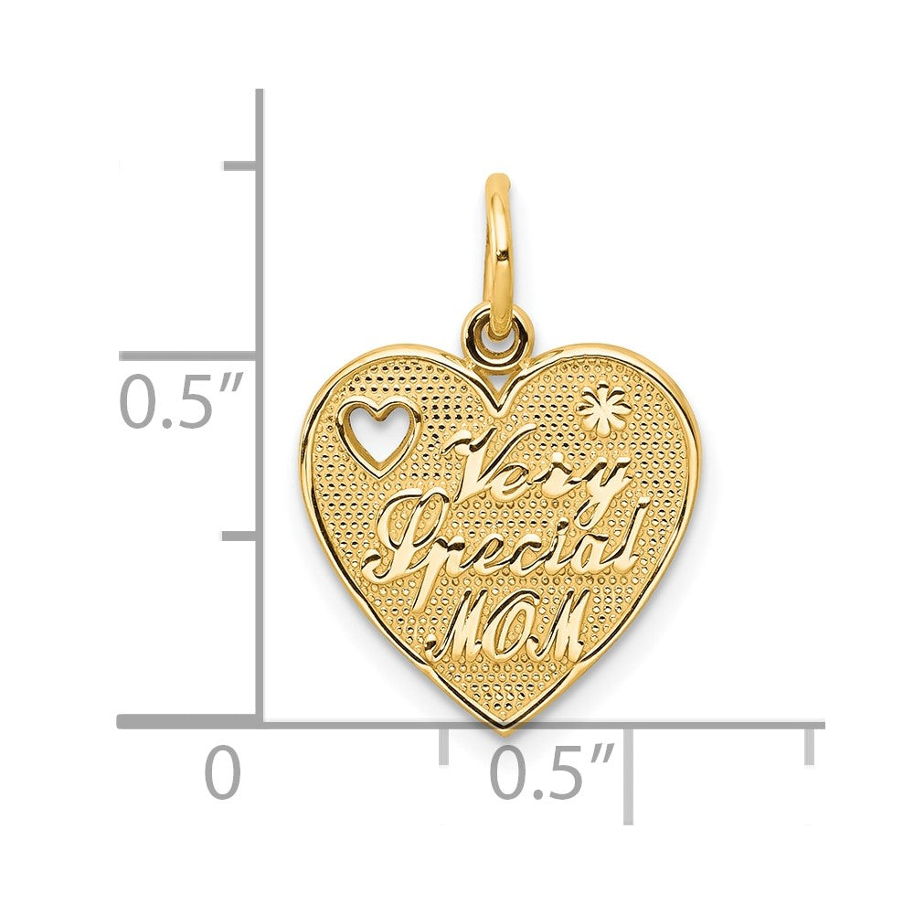 10k Yellow Gold VERY SPECIAL MOM Heart Charm