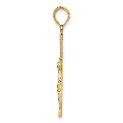 10K Yellow Gold 10K Diamond-Cut Fancy Tipped Crucifix Pendant