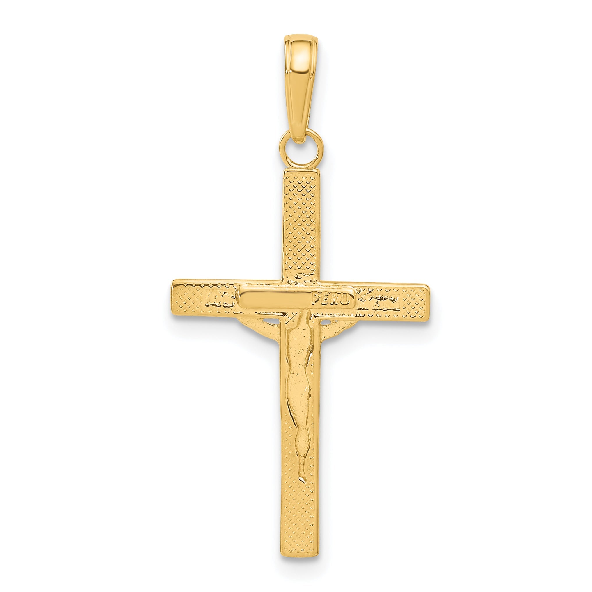10K Yellow Gold 10K Diamond-Cut Fancy Tipped Crucifix Pendant