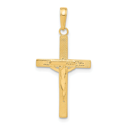 10K Yellow Gold 10K Diamond-Cut Fancy Tipped Crucifix Pendant