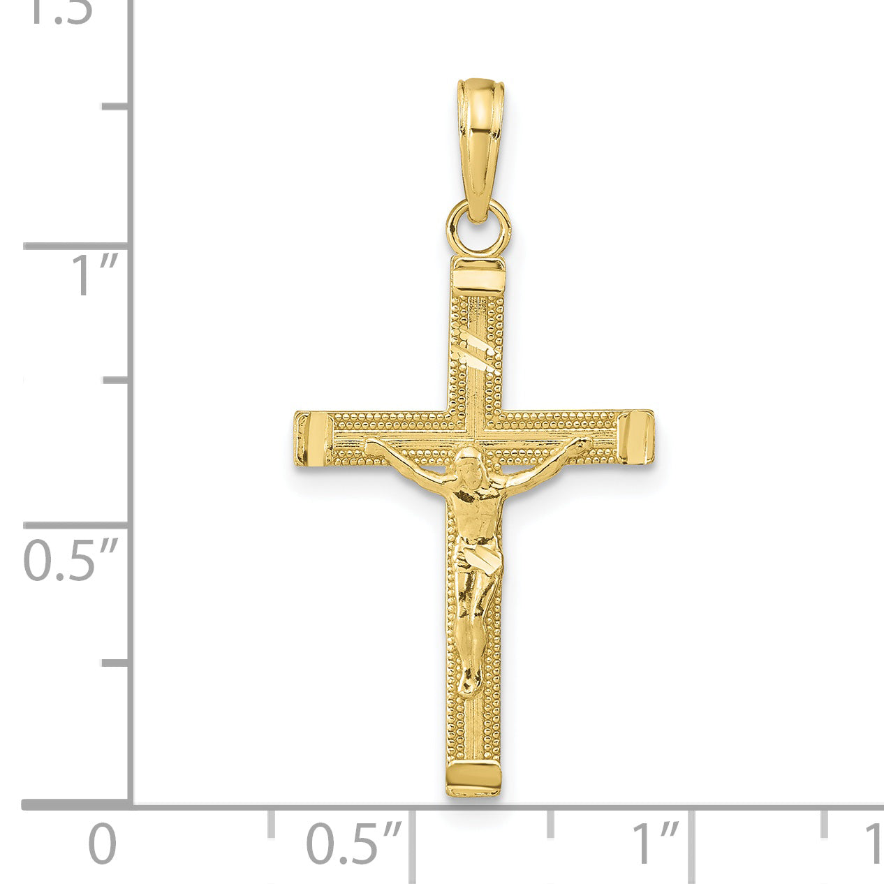 10K Yellow Gold 10K Diamond-Cut Fancy Tipped Crucifix Pendant