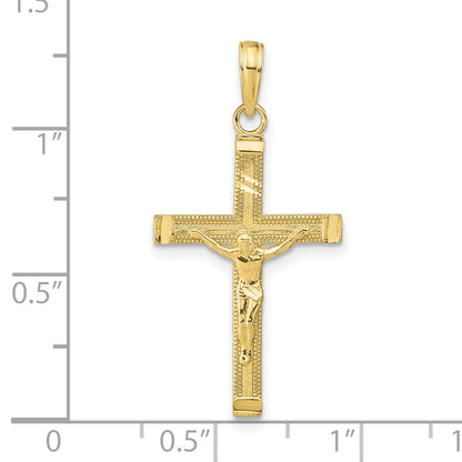 10K Yellow Gold 10K Diamond-Cut Fancy Tipped Crucifix Pendant