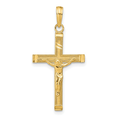10K Yellow Gold 10K Diamond-Cut Fancy Tipped Crucifix Pendant