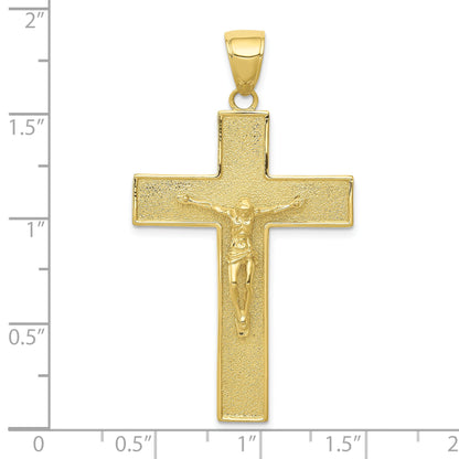 10K Yellow Gold 10K Textured Crucifix Latin Cross Pendant