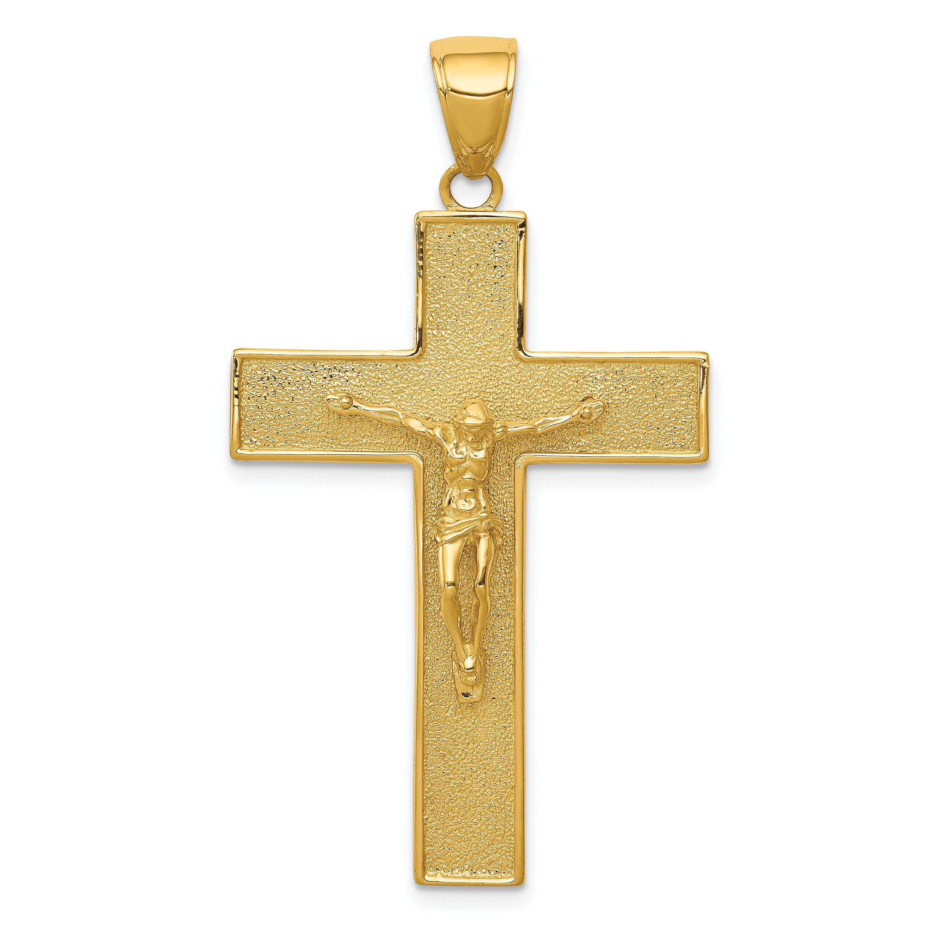 10K Yellow Gold 10K Textured Crucifix Latin Cross Pendant