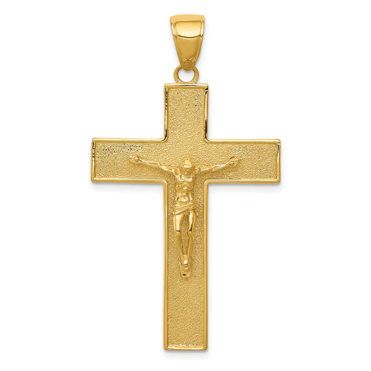 10K Yellow Gold 10K Textured Crucifix Latin Cross Pendant