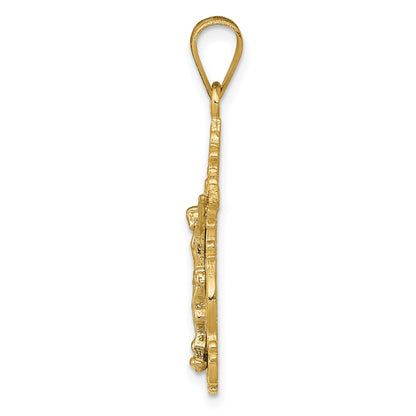 10K Two-Tone 10K Small Narrow Cross W/Crucifix Pendant