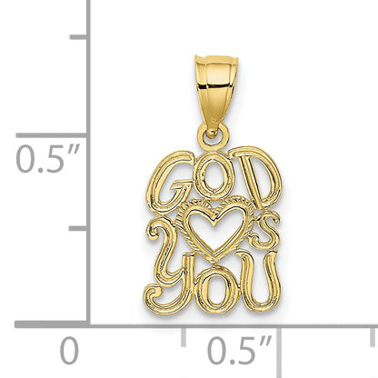 10K Yellow Gold 10K God Hearts You Charm
