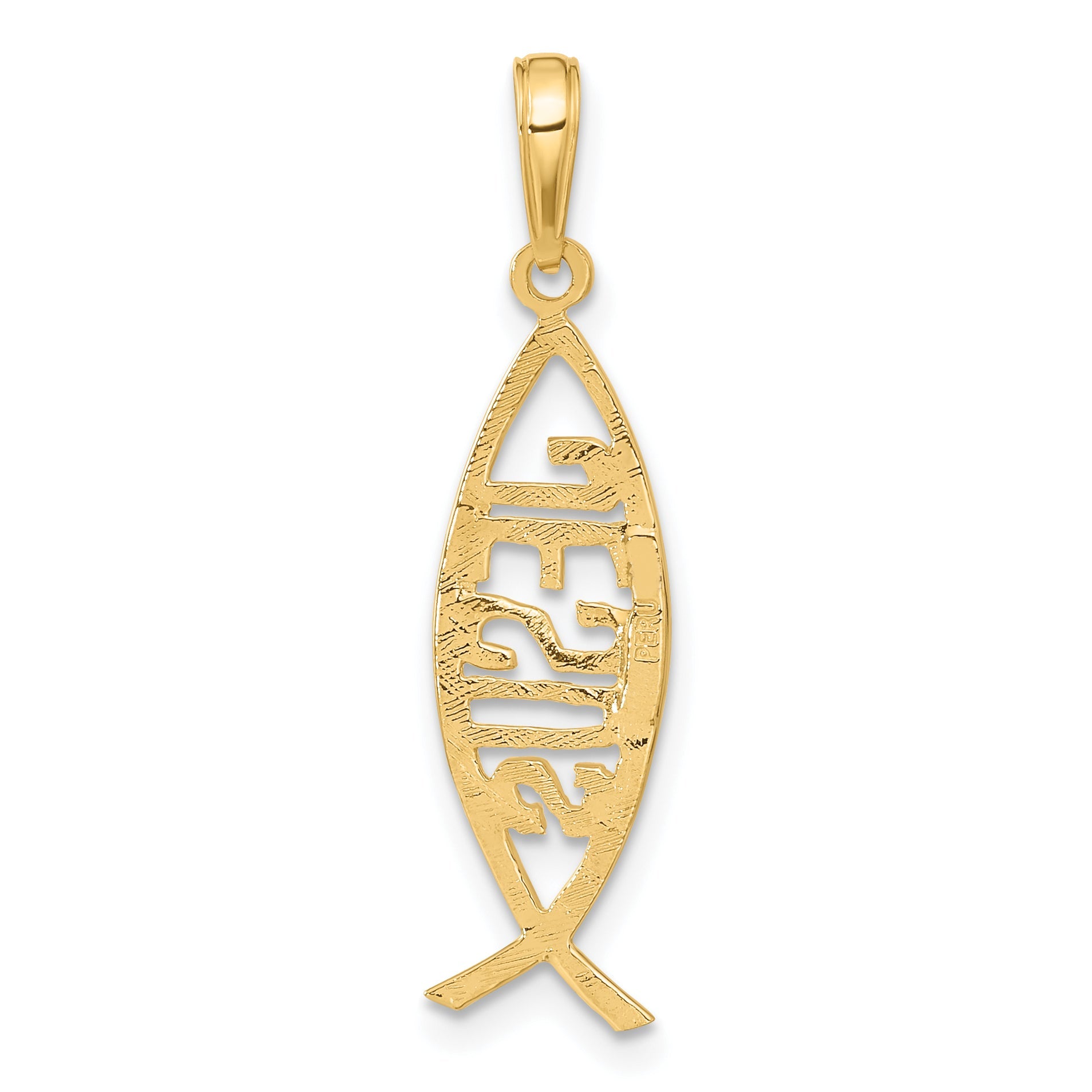 10K Yellow Gold 10K Ichthus Fish With Jesus Pendant