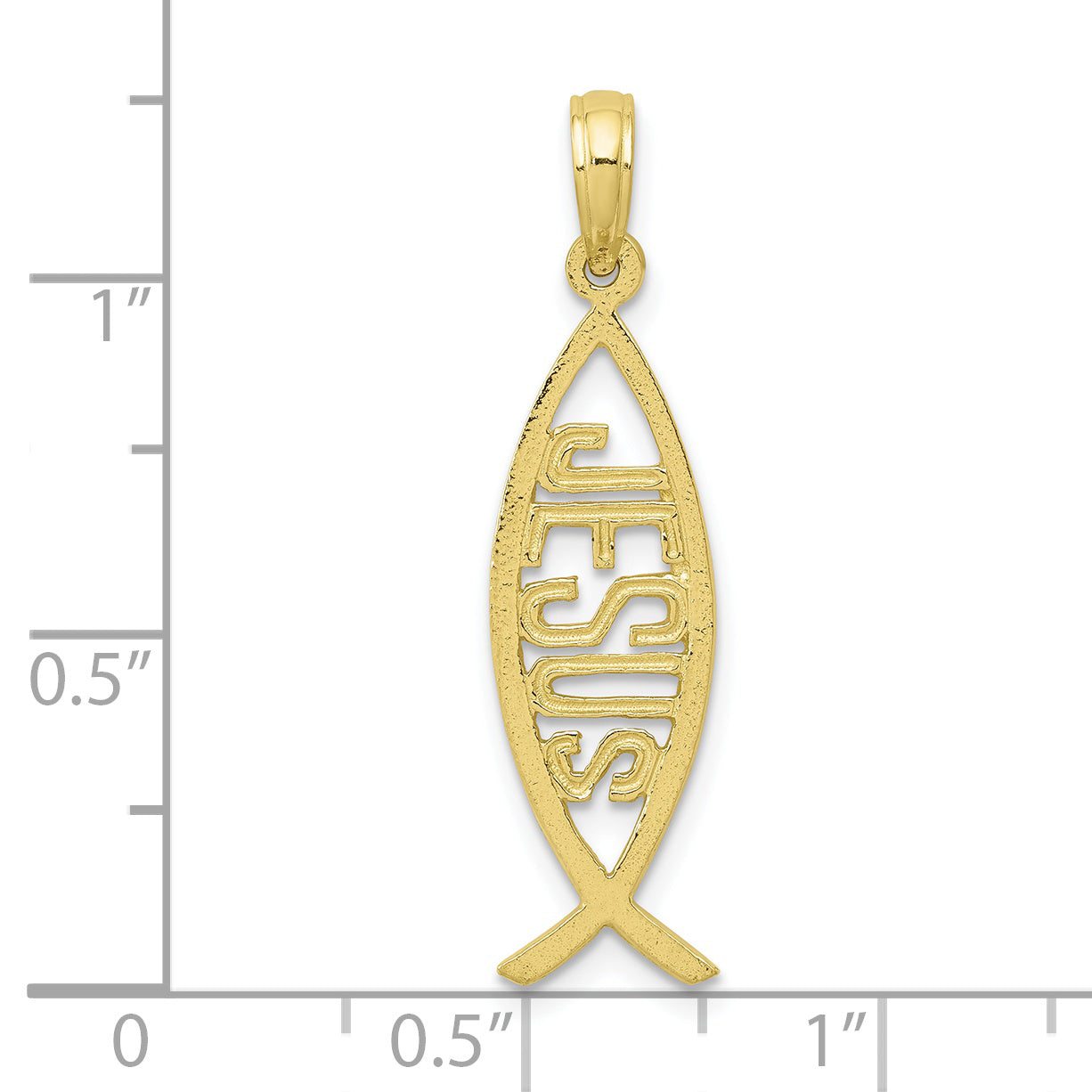10K Yellow Gold 10K Ichthus Fish With Jesus Pendant