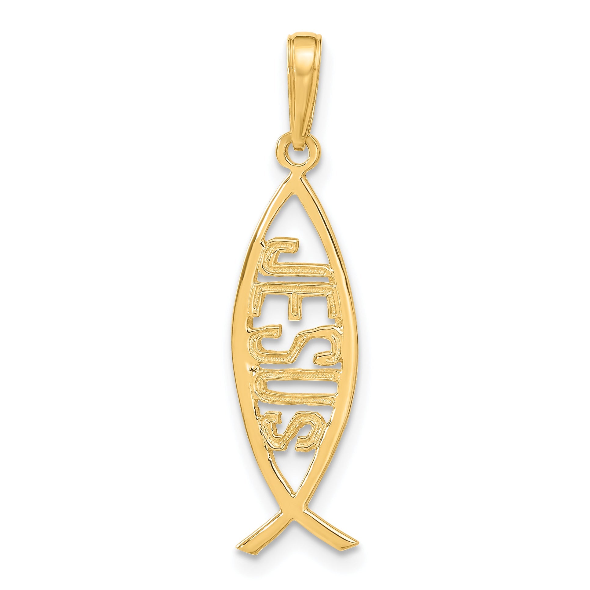 10K Yellow Gold 10K Ichthus Fish With Jesus Pendant