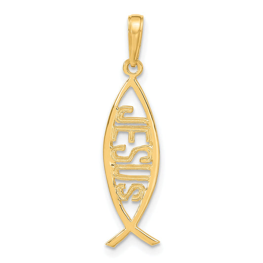 10K Yellow Gold 10K Ichthus Fish With Jesus Pendant