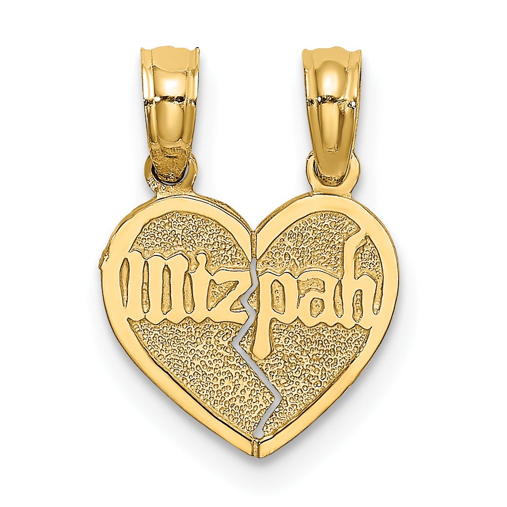 10K Yellow Gold 10K Reversible Break Apart Mizpah Heart Pendant