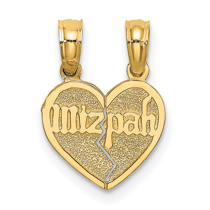 10K Yellow Gold 10K Reversible Break Apart Mizpah Heart Pendant