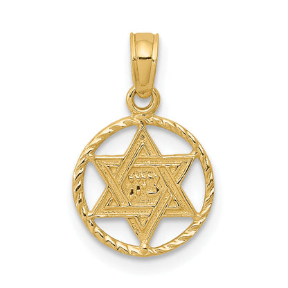 10K Yellow Gold 10K Star Of David In Circle Frame Pendant