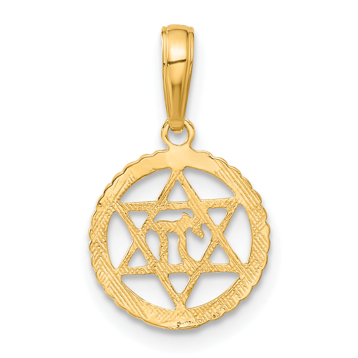 10K Yellow Gold 10K Star Of David And Chai In Circle Pendant