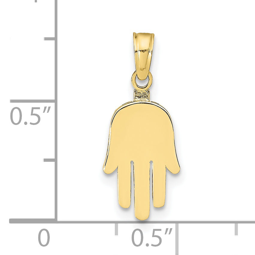 10K Yellow Gold 10K Large Solid Hamsa Pendant
