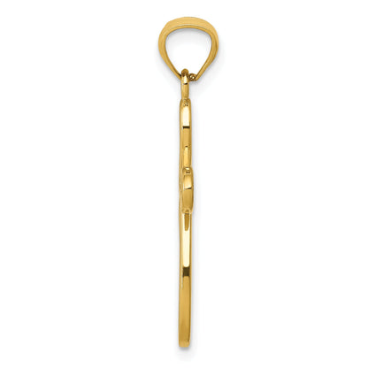 10K Yellow Gold Ribbon Cross Pendant