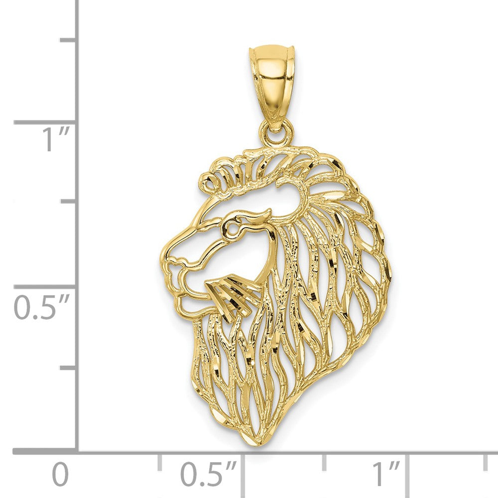 10K Yellow Gold 10K Diamond-Cut Lion Profile Pendant