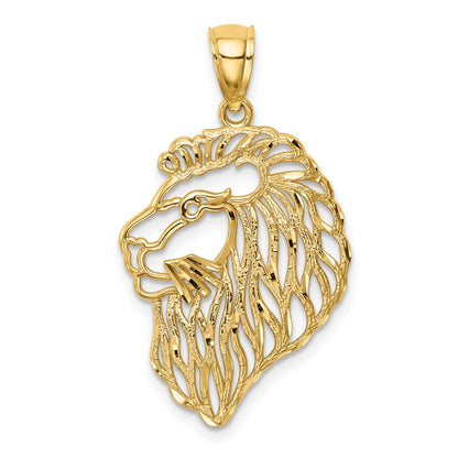 10K Yellow Gold 10K Diamond-Cut Lion Profile Pendant