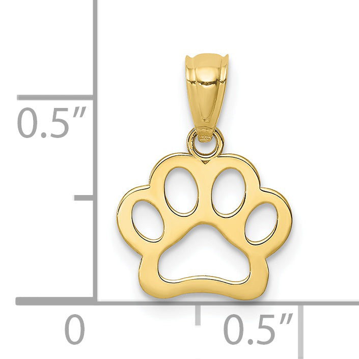 10K Yellow Gold 10K Dog Paw Pendant