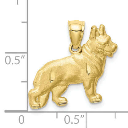 10K Yellow Gold 10K Diamond-Cut German Shepard Pendant