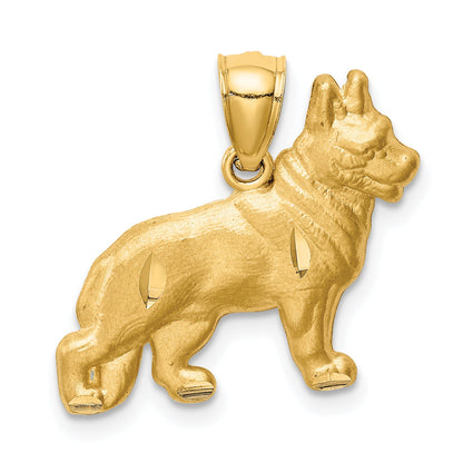 10K Yellow Gold 10K Diamond-Cut German Shepard Pendant