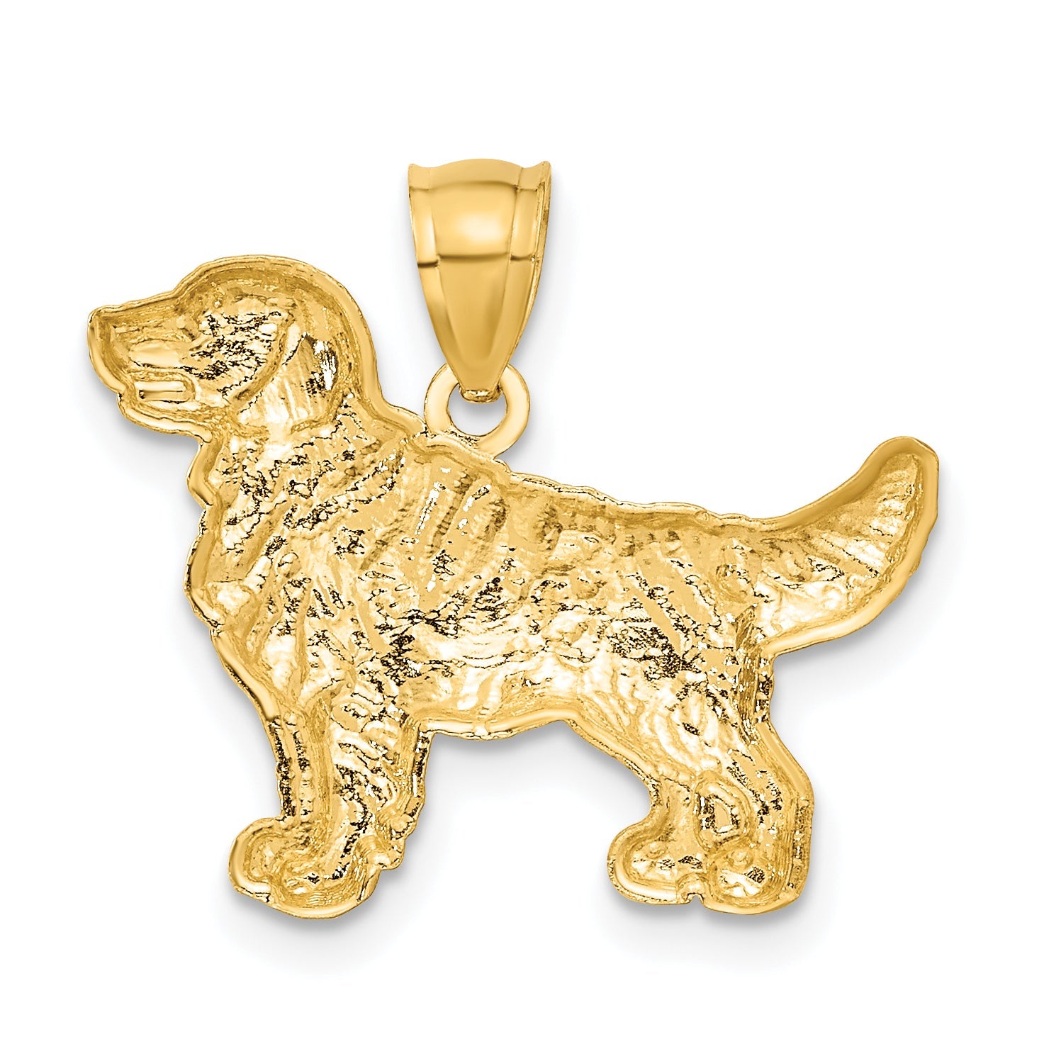 10K Yellow Gold 10K Diamond-Cut Golden Retriever Pendant
