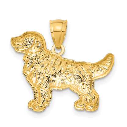 10K Yellow Gold 10K Diamond-Cut Golden Retriever Pendant