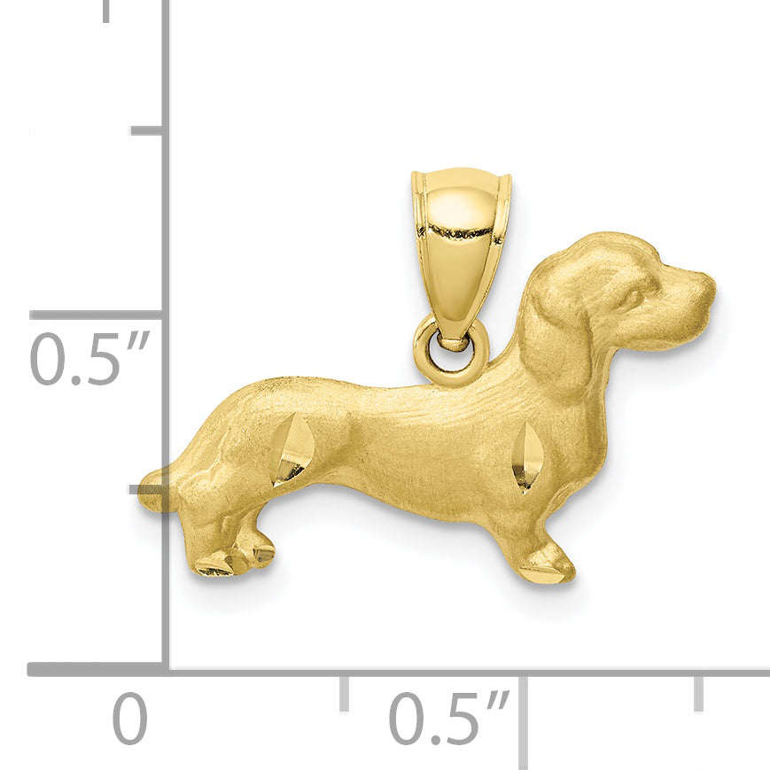 10K Yellow Gold 10K Diamond-Cut Dachshund Pendant