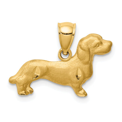 10K Yellow Gold 10K Diamond-Cut Dachshund Pendant