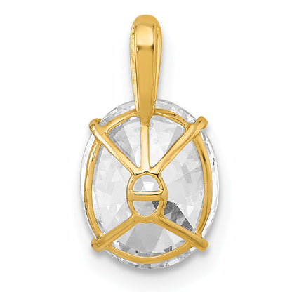 10K Yellow Gold Polished 8.00 X 10.00mm White Oval Cz Pendant