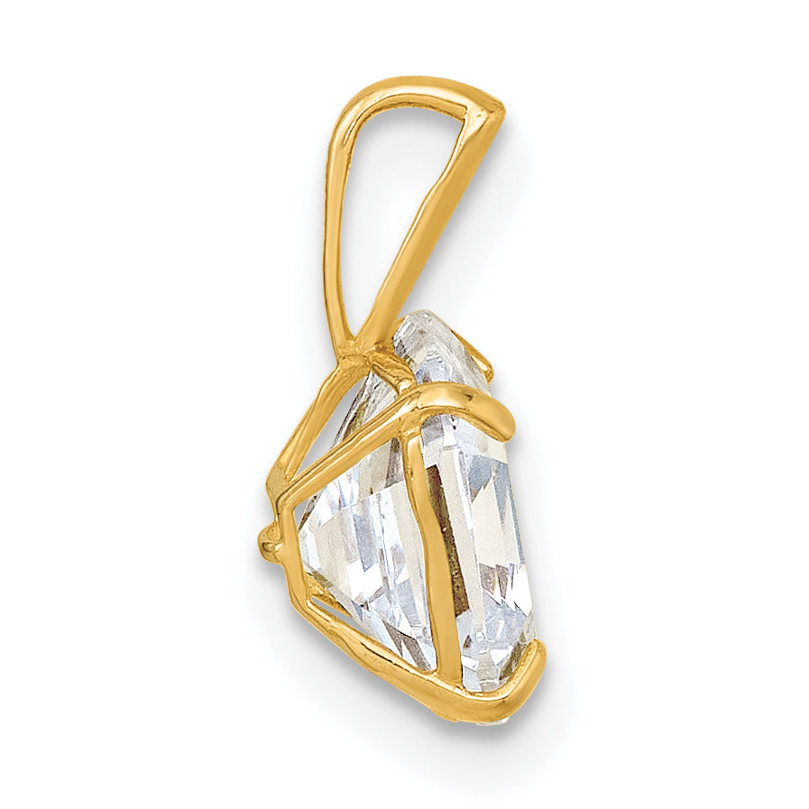 10K Yellow Gold Polished 8.00mm Modified Square-Cut Cz Pendant