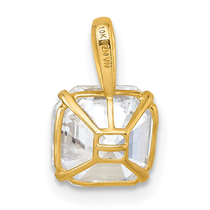 10K Yellow Gold Polished 8.00mm Modified Square-Cut Cz Pendant
