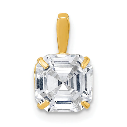 10K Yellow Gold Polished 8.00mm Modified Square-Cut Cz Pendant