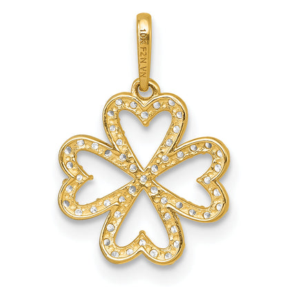 10K Yellow Gold Polished Cz Four-Leaf Clover Pendant