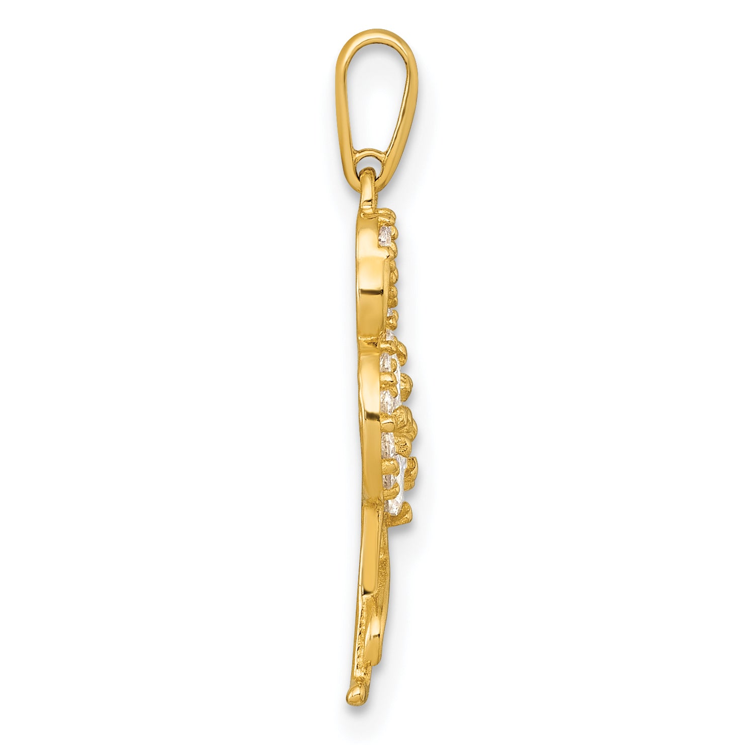 10K Yellow Gold Polished Cz Flamingo Pendant