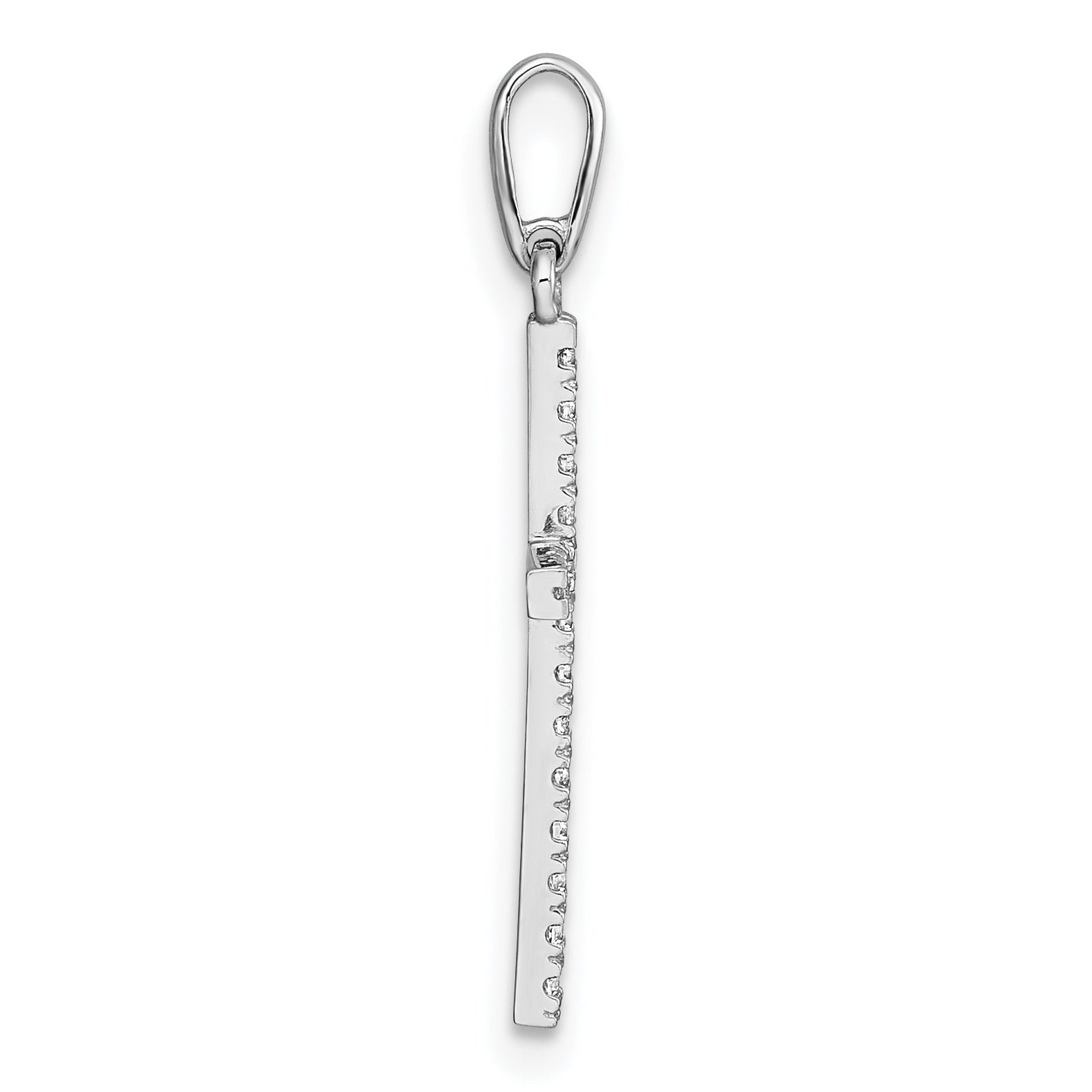 10K White Gold Polished Cz Latin Cross Pendant